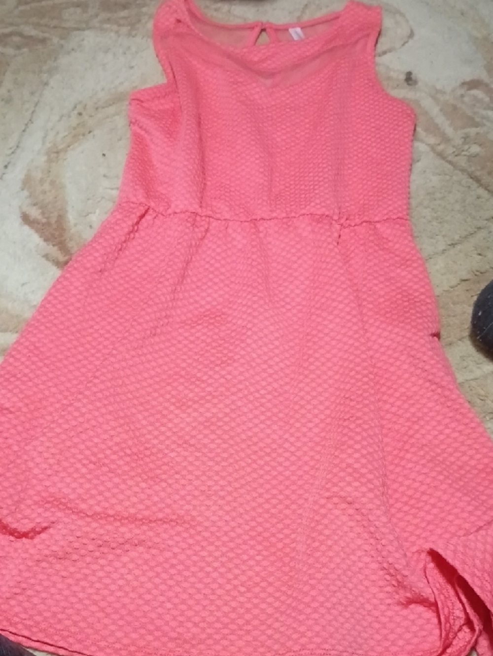 Textured Sleeveless Coral Pink Dress